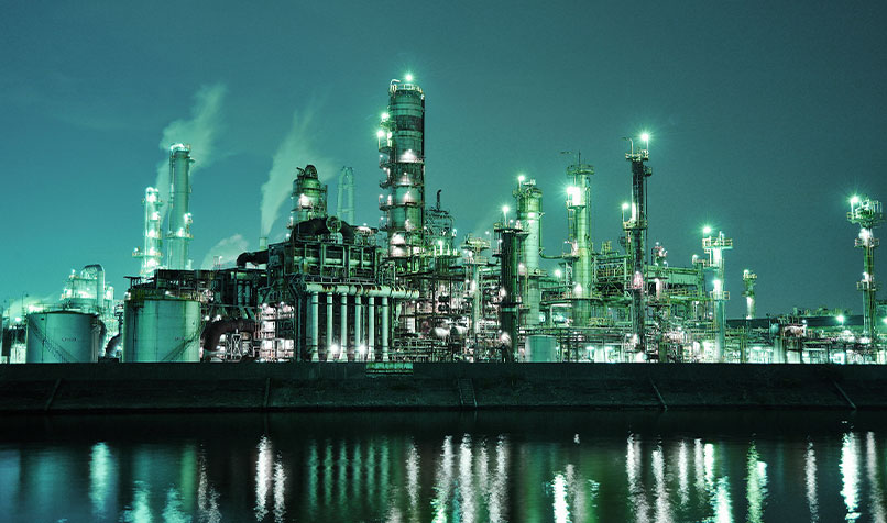 City industrial night skyline