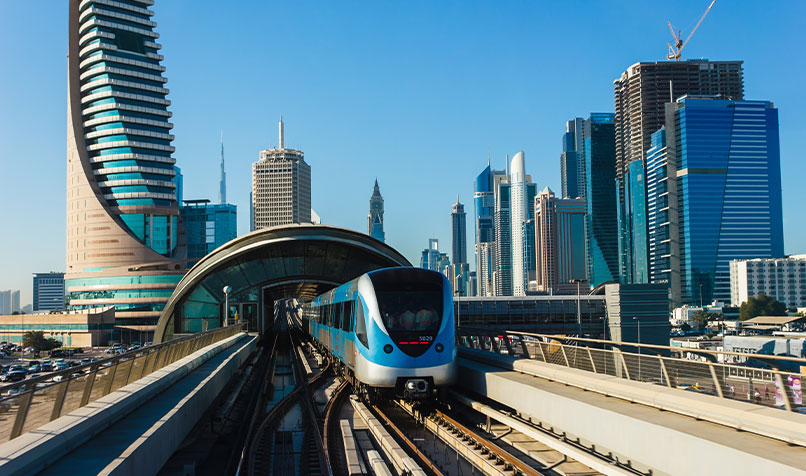 Dubai Metro city background