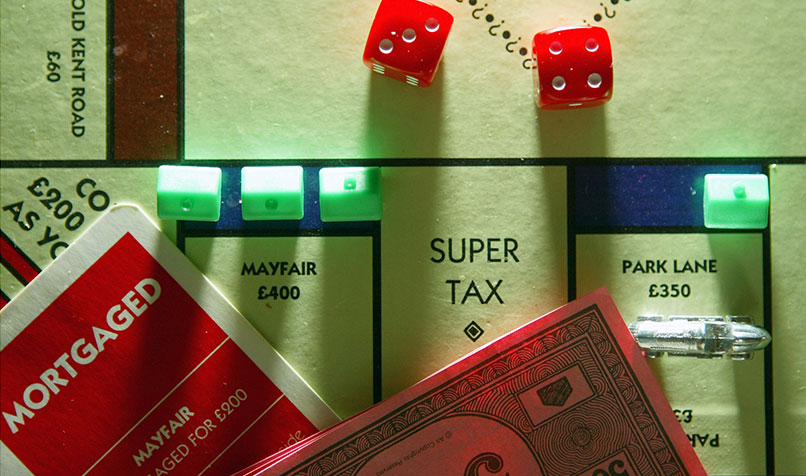 Monopoly board 2 red dice