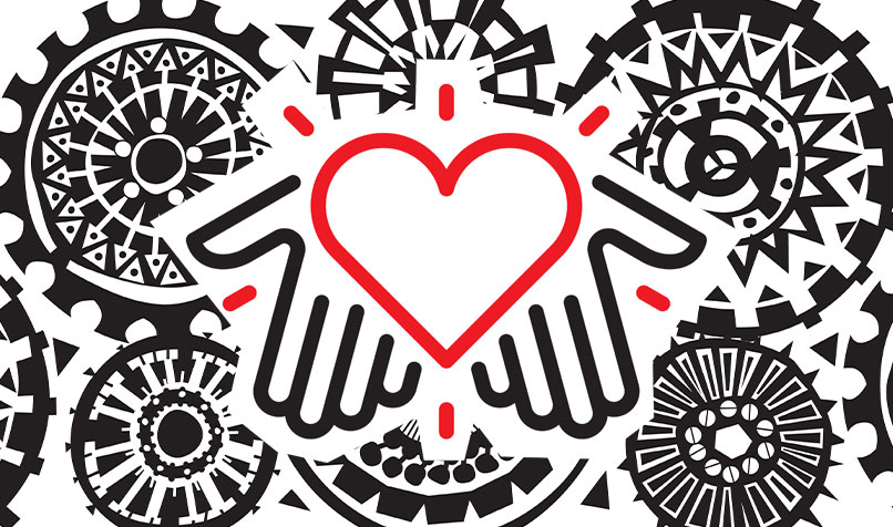 Clogs hands holding heart