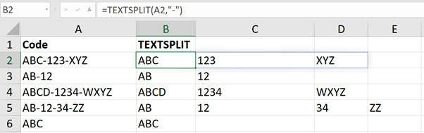 Excel screenshot