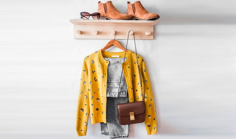Smart casual clothes hanging