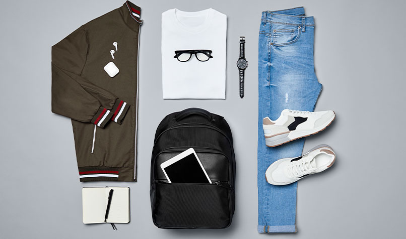 Smart casual clothes laying flat