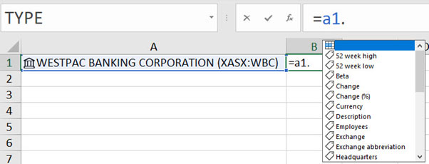 Excel screenshot