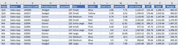 Excel screenshot