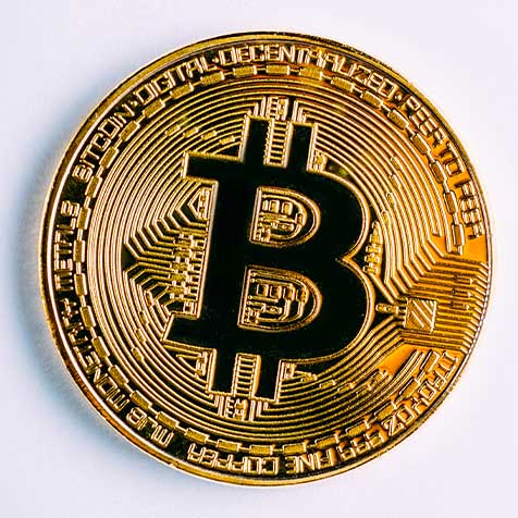 Close up of a bitcoin