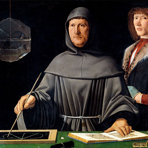 Portrait of Italian mathematician, Franciscan friar and priest Luca Pacioli