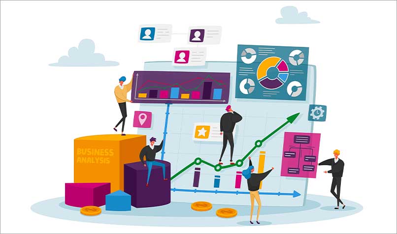 Illustration people working together on different tasks