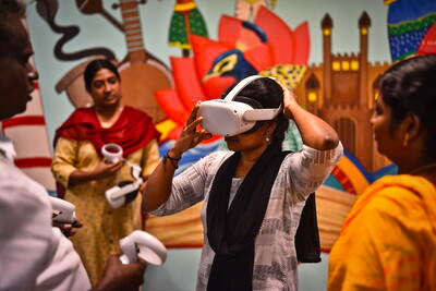 Student using VR headset india