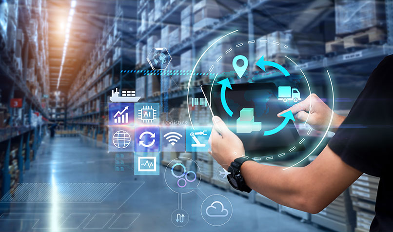 Infographic warehouse data person