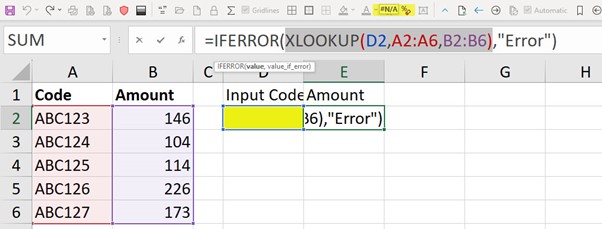 Excel screenshot