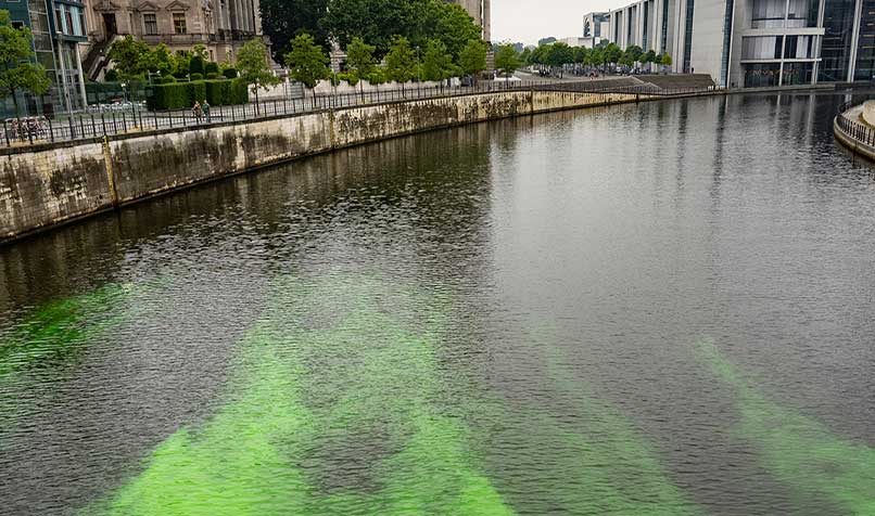 Spree River Berlin dyed green