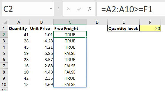 Excel screenshot