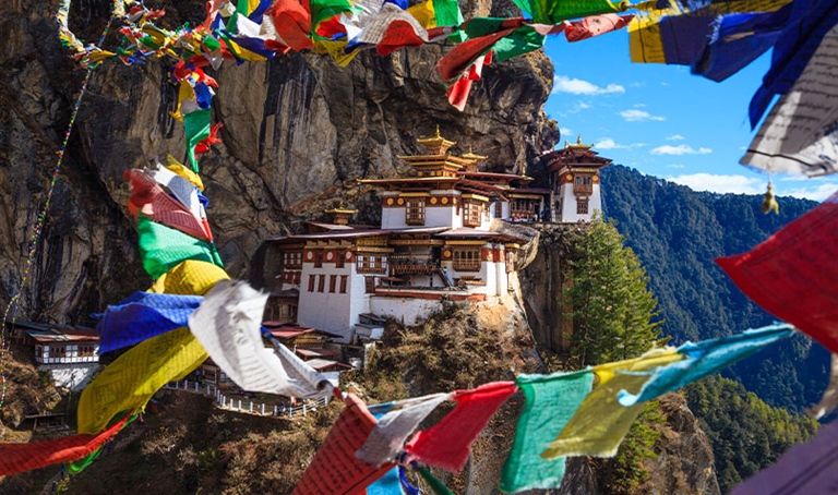 Bhutan colourful flags