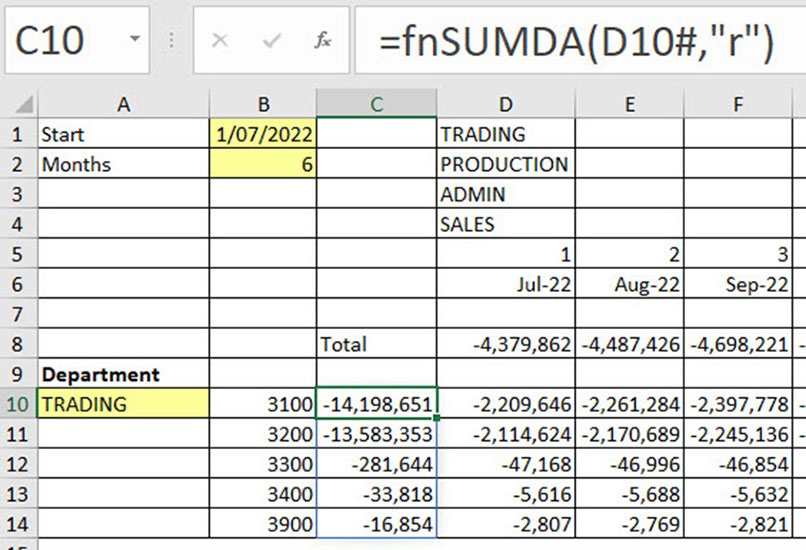Excel screenshot