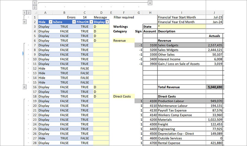 Excel screenshot