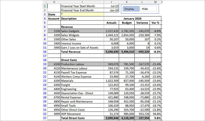 Excel screenshot