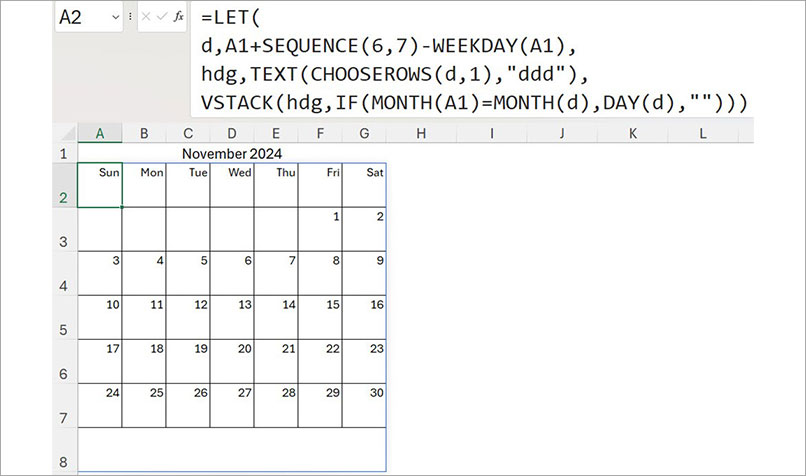 Excel screenshot