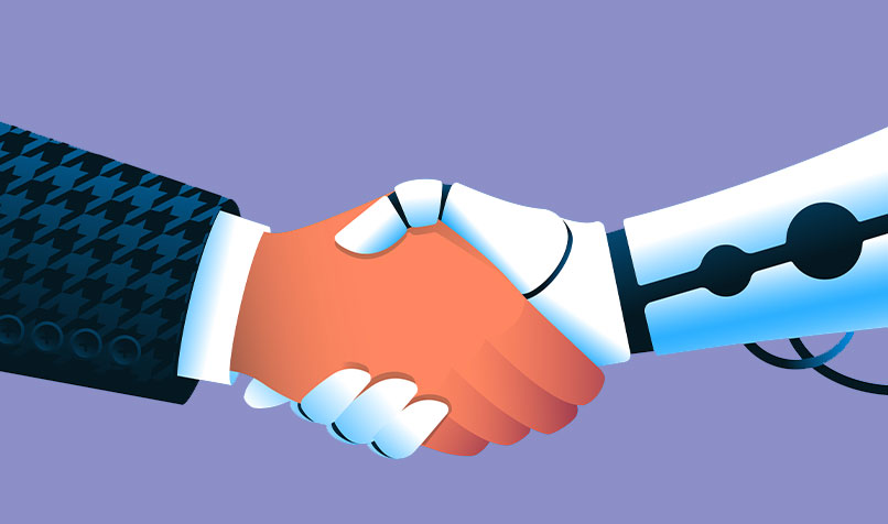 Human hand shaking robot hand
