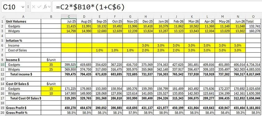 Excel screenshot