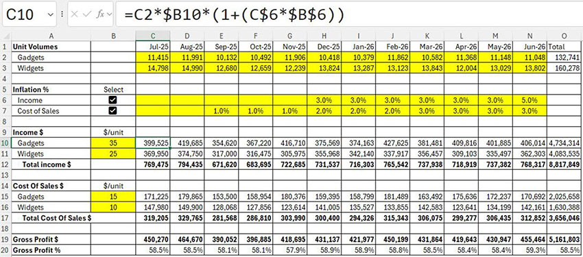 Excel screenshot
