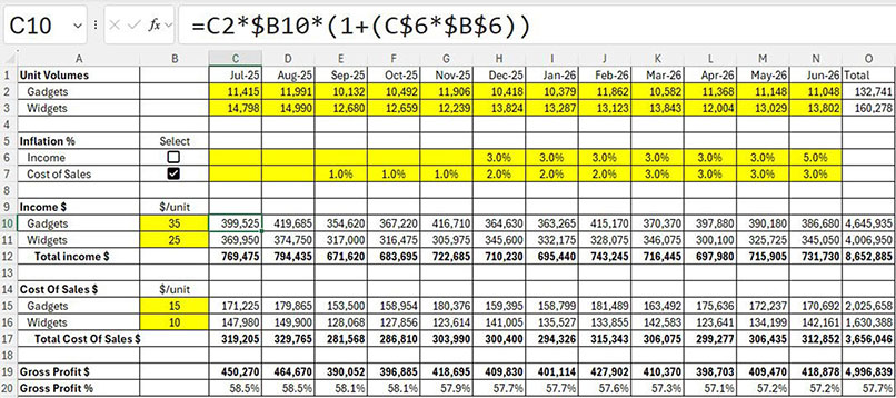 Excel screenshot