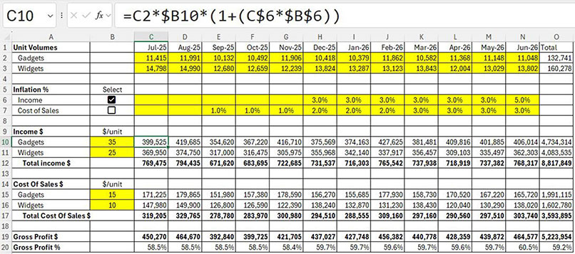 Excel screenshot