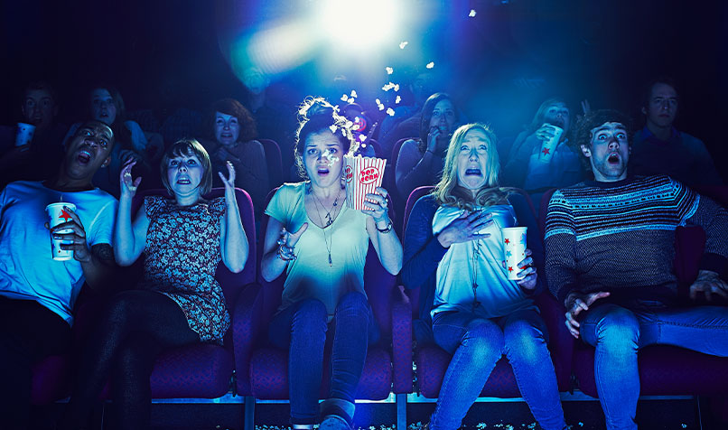 People inside cinema scared