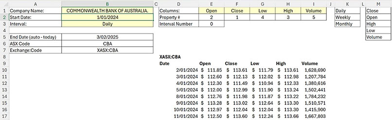 Excel screenshot