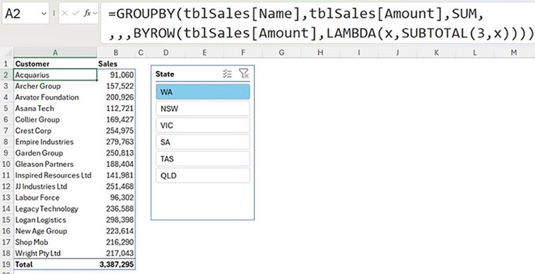 Excel screenshot