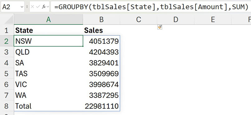 Excel screenshot