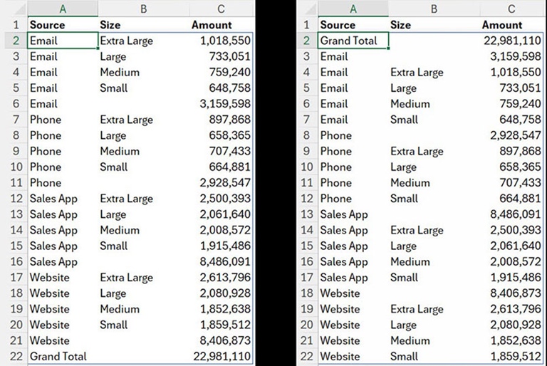 Excel screenshot