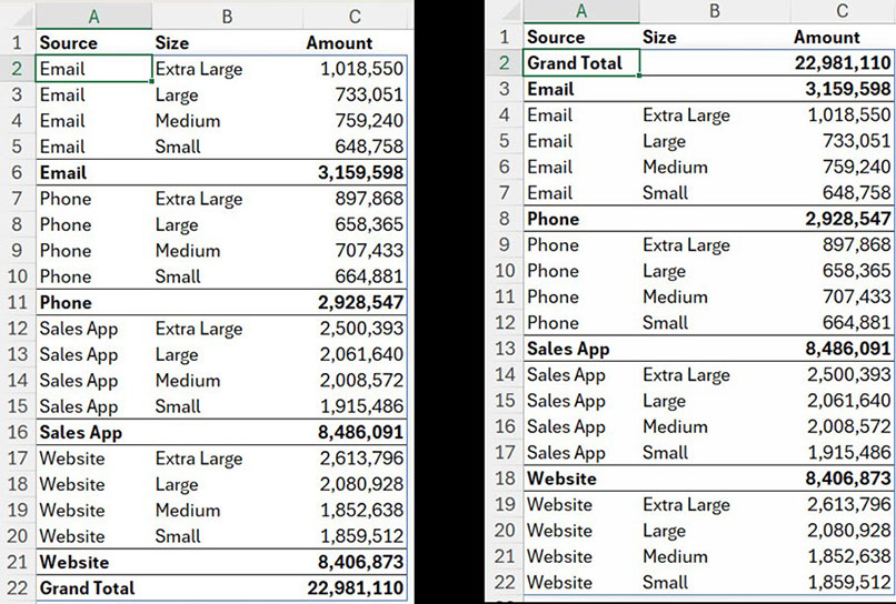 Excel screenshot