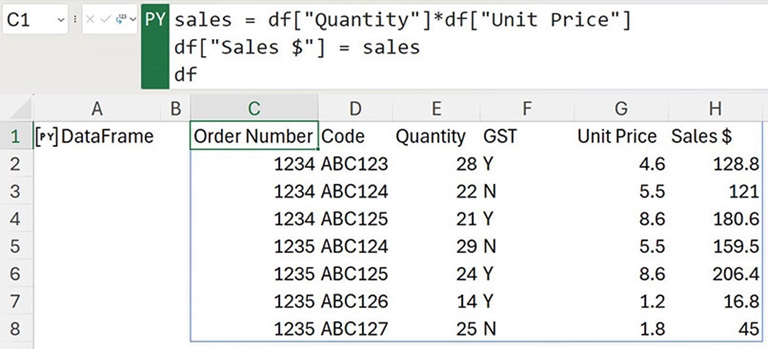 Excel screenshot