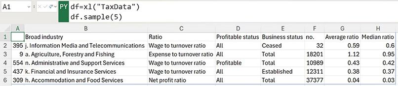 Excel screenshot