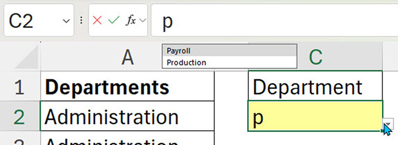 Excel screenshot