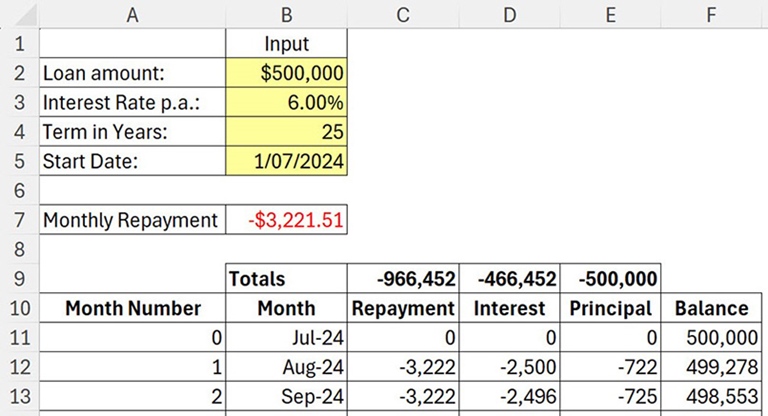 Excel screenshot