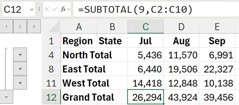 Excel screenshot