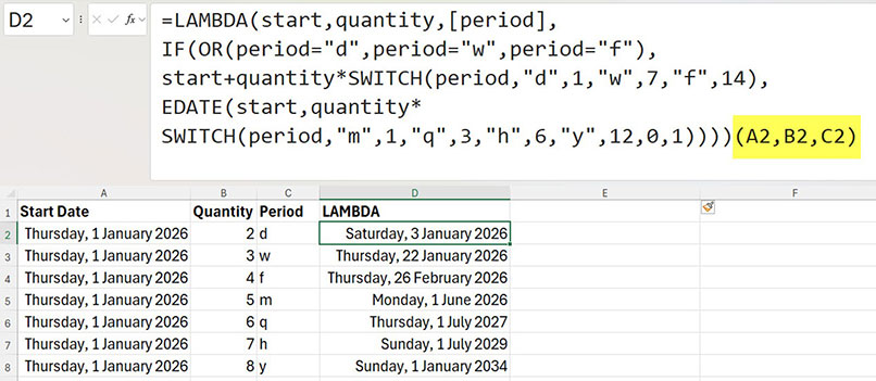 Excel screenshot