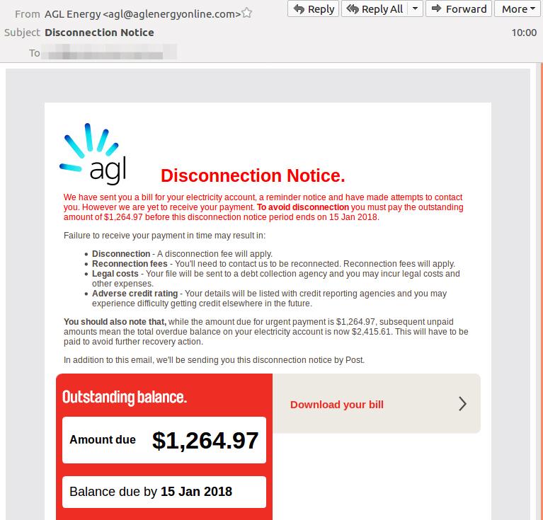 AGL phising email