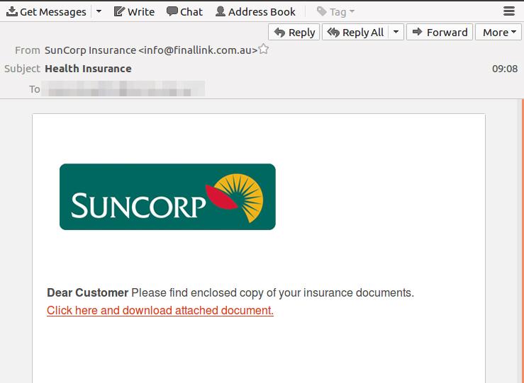 suncorp phishing email