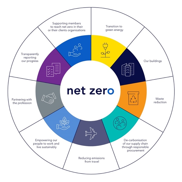 Net zero emissions pathway infographic