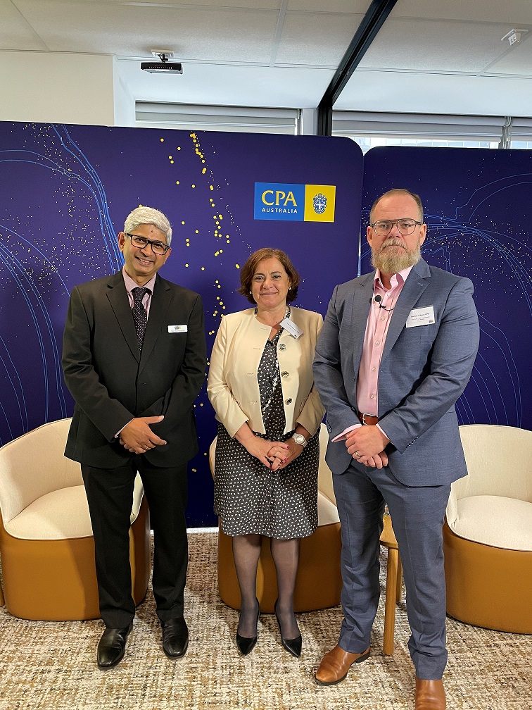 Ram Subramanian, Interim Head of Policy & Advocacy CPA Australia, Gabriela Figueiredo Dias, Chair of the International Ethics Standards Board (IESBA), Patrick Viljoen, ESG Lead CPA Australia