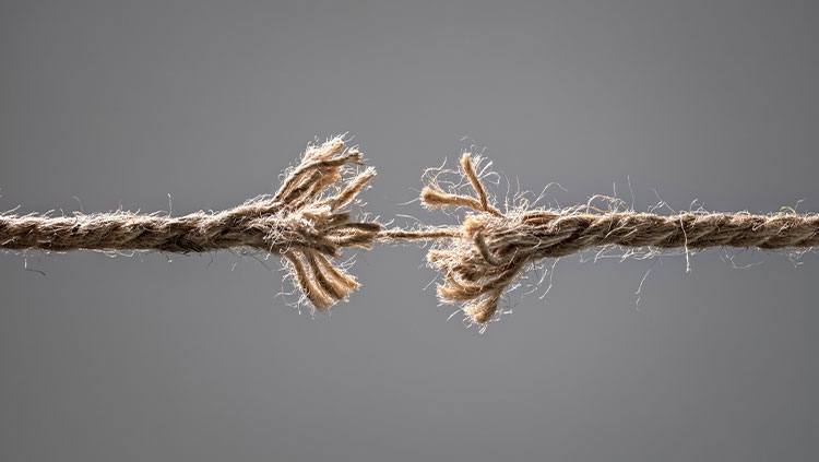 Frayed rope about to break