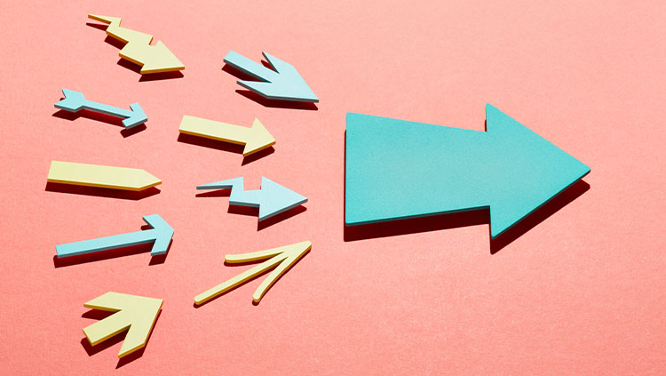 One large arrow followed by smaller arrows
