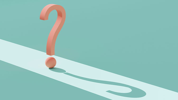 orange question mark against green background