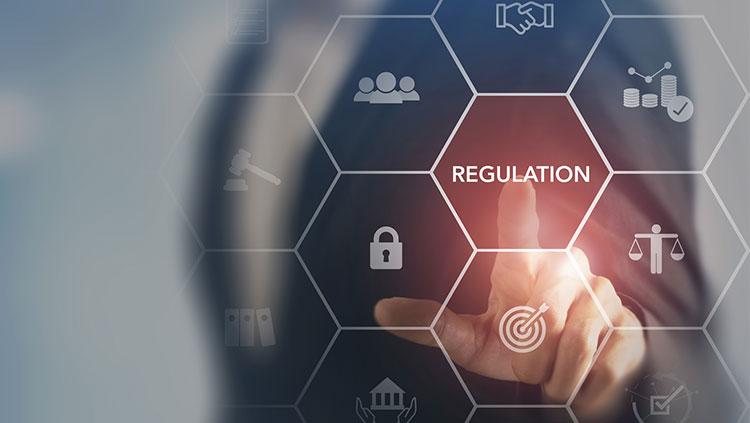 Person touching regulation icon