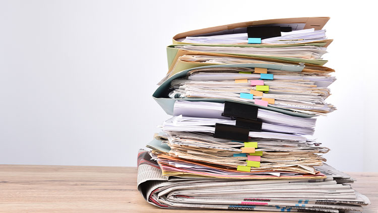 Stack of papers on desk