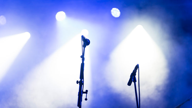 Music gig empty stage microphone