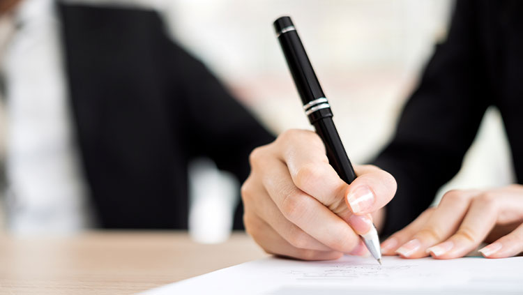 Person signing document